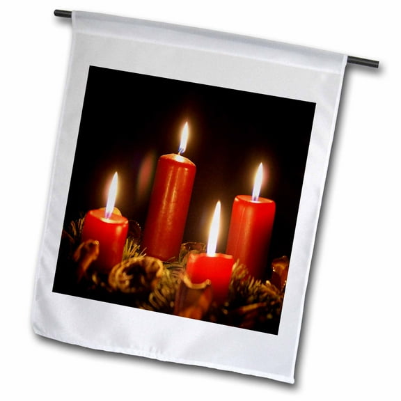 3dRose, Red Advent Calendar Candles Burning With Black Background, 12 x 18 inch Garden Flag