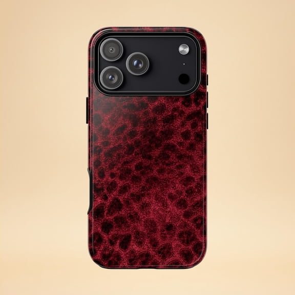 Red Aesthetic Leopard Phone Case Fits iPhone Samsung Galaxy Durable Hard Shell Vintage Animal Print