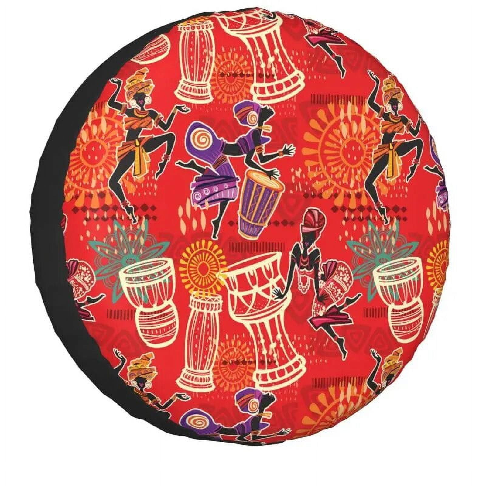 Red African Ethnic Pattern Spare Tire Cover for Pajero Africa Art SUV ...