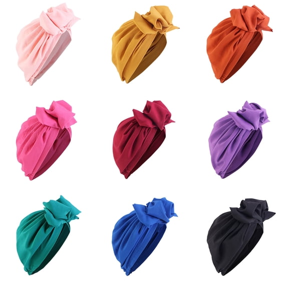 Red African Women Turban Caps Polyester Skull Cap Hair Loss Cover Lightweight Head Covering Hat One Size