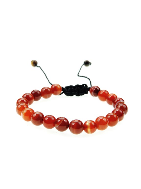 Red Agate Gemstone Macrame Style Adjustable Bracelet - Good for Healing and Protection