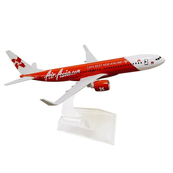 Red Air Asia Airlines B737 Diecast Model 1:400 Scale, Perfect for Aviation Display & Collection