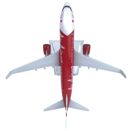 Red Air Asia B737 Model Airplane Set Display Stand, Perfect for Shelf Decoration