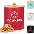 thumbnail image 1 of Red Airtight Cookie Jar with Lid, 1.5 Gallon Large Decorative Cookie Tin, Farmhouse Style Kitchen Counter Storage Container for Cookies, Christmas & Holiday Gift Giving, 1 of 7