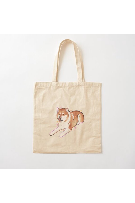 Red Alaskan Malamute Canvas Tote Bags, Reusable Shopping Bag