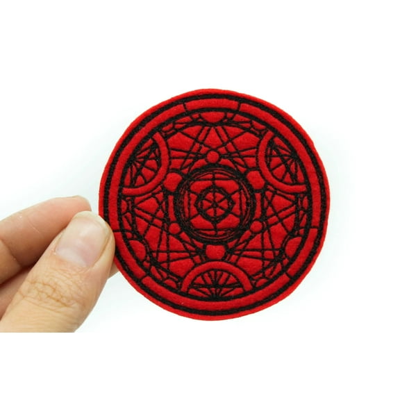 Red Alchemy Medallion Gothic Iron On Embroidered Patch