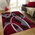 thumbnail image 1 of Red AllStar Modern. Contemporary Woven Area Rug. Drop-Stitch Weave Technique. Carved Effect. Vivid Pop Colors (5' x 6' 11"), 1 of 7