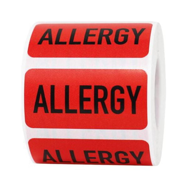 Red Allergy Medical Warning Labels