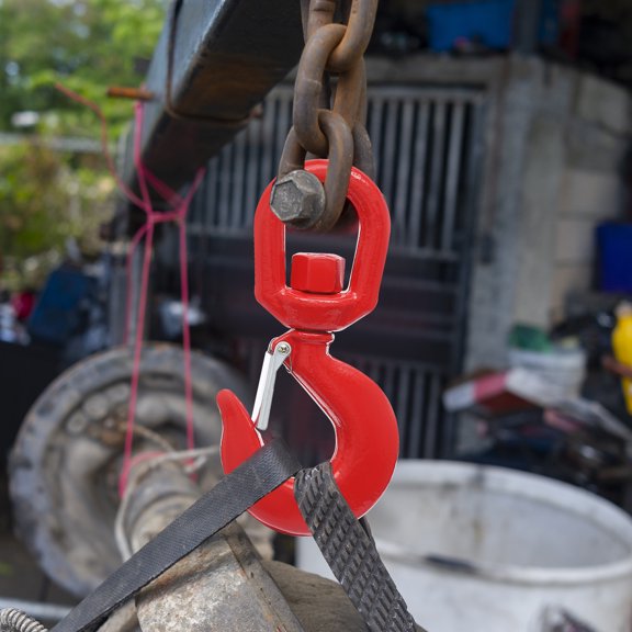 Red Alloy Steel 25cm Rotating Hook Bearing 5 Tons Safety Lock Heavy Lifting Rotating Hook