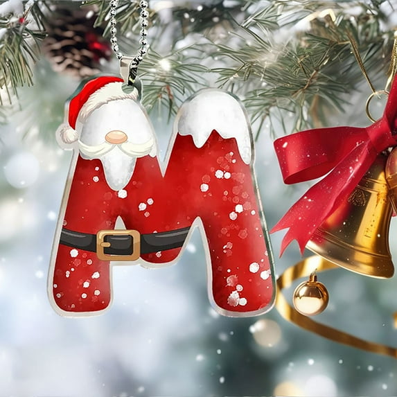 Red Alphabet Letter Ornaments, 26-Piece Christmas Tree Set for Home Décor