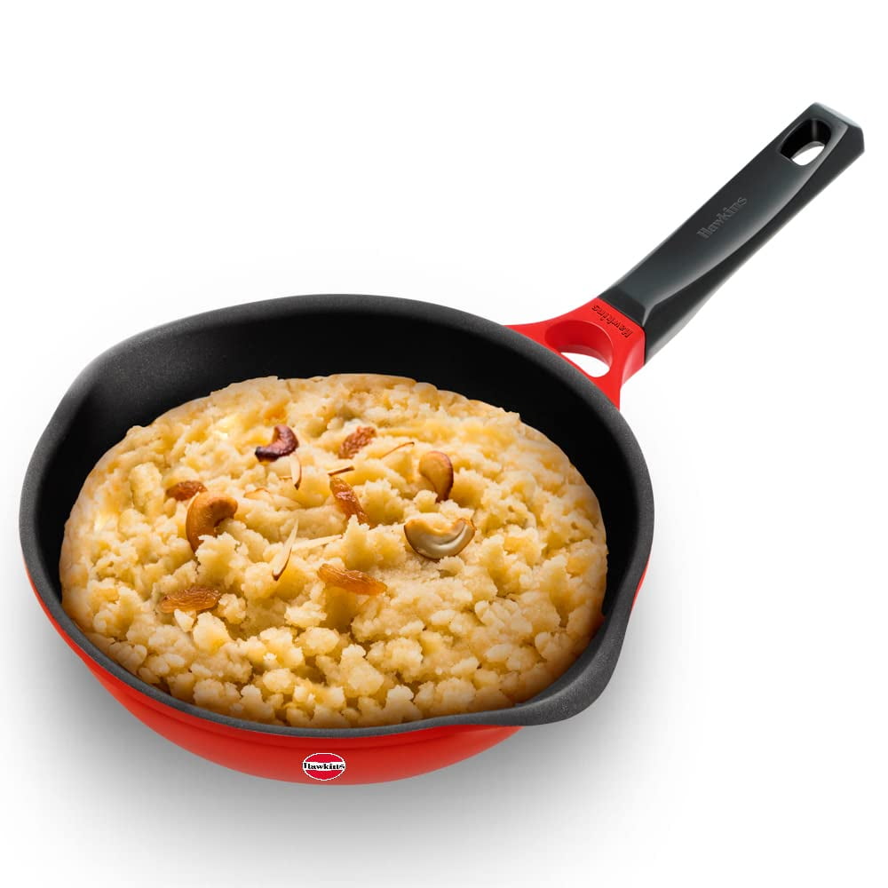 Red Aluminium Frying Pan 24 Cm | Die Cast Non Stick Fry Pan, Ceramic Coated Pan, Induction Frying Pan (IDCF24)