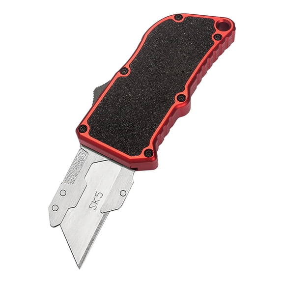 Red Aluminum Alloy Utility Knife, Sandpaper Finish Cutter With Ergonomic Handle And Retractable Blade For Crafting, Box Opening, Diy Projects And Office Use