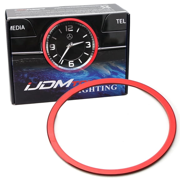 Red Aluminum Interior Dashboard Analog_Clock Surrounding Decoration Ring Trim For Mercedes W205 C-Class W213 E-Class X205 GLC-Class