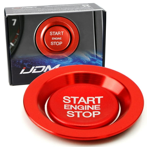 Red Aluminum Keyless Engine Push Start Button & Surrounding Ring For Newer Models of Range Rover/Discovery or XJ XF XE F-Type F-Pace Ignition Push Starter