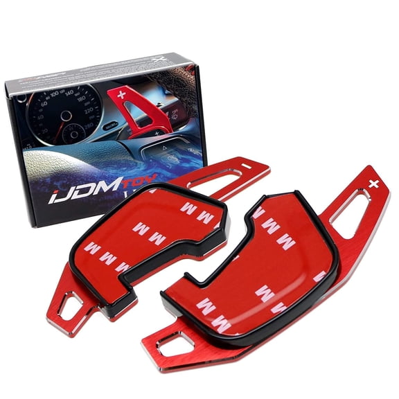 Red Aluminum Large Paddle Extensions w/Plastic Base For Volkswagen: 2015-2020 MK7 GTI/Golf