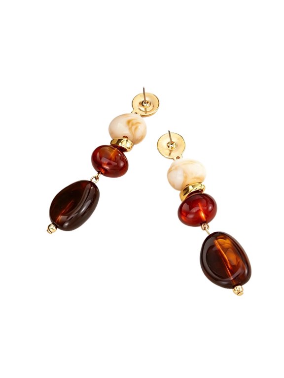 Burgundy Brown Earrings for Autumn Chunky Vintage Red Irregular Jewelry