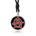 thumbnail image 1 of Red Anarchy Government Protest Silver Pewter Charm Necklace Pendant Jewelry With Cotton Cord, 1 of 1