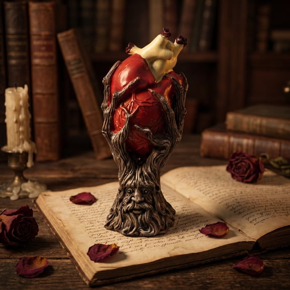Red Anatomical Heart Tree With Greenman Trunk Statue Figurine Pacific Giftware Halloween Personalized Fantasy Decoration Indoor Desktop Display Gothic Halloween Decorations Dead Goth Home Decor