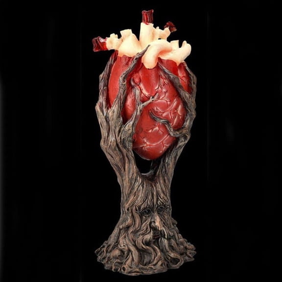 Red Anatomical Heart Tree with Greenman Trunk Statue Figurine 13.19” Tall
