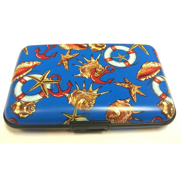Red Anchors and Shells RFID Secure Theft Protection Credit Card Armored Wallet