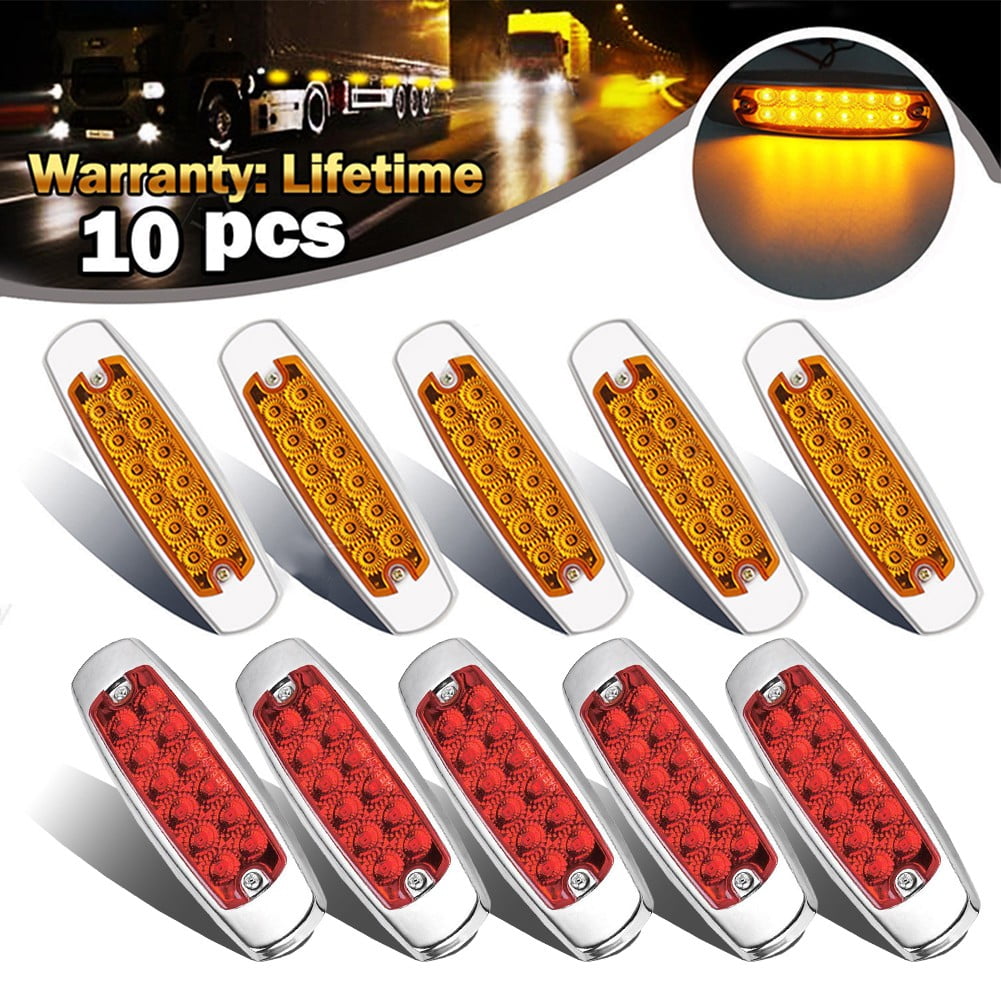 Red and Amber Side Marker Light Clearance 12 LED Truck Trailer 12V