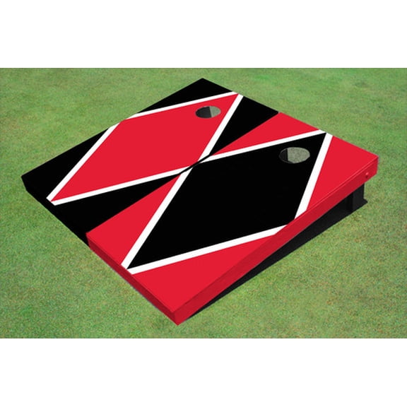 Red And Black Alternating Diamond Custom Cornhole Board