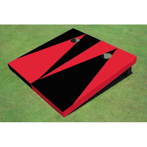 Red And Black Alternating Triangle No Stripe Custom Cornhole Board