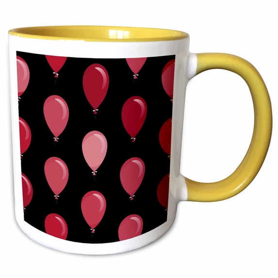3drose, Red and Black Balloon Pattern, 11oz Two-tone Yellow Mug