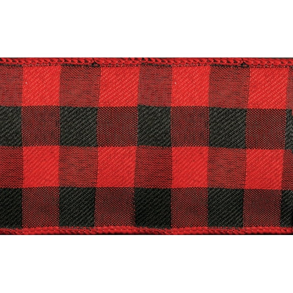 Red And Black Buffalo Check Plaid Wired Ribbon