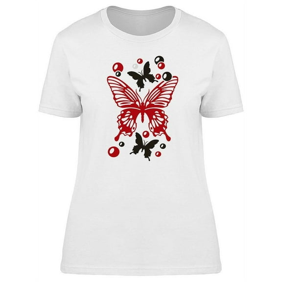 Red And Black Butterflies T-Shirt Women -Image by Shutterstock, Female Small