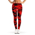 thumbnail image 1 of Red And Black Camouflage Print Leggings, Camo Sexy Yoga Leggings For Women., 1 of 5