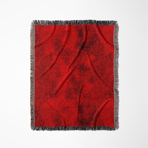 Red And Black Digital Squares, Woven Blanket