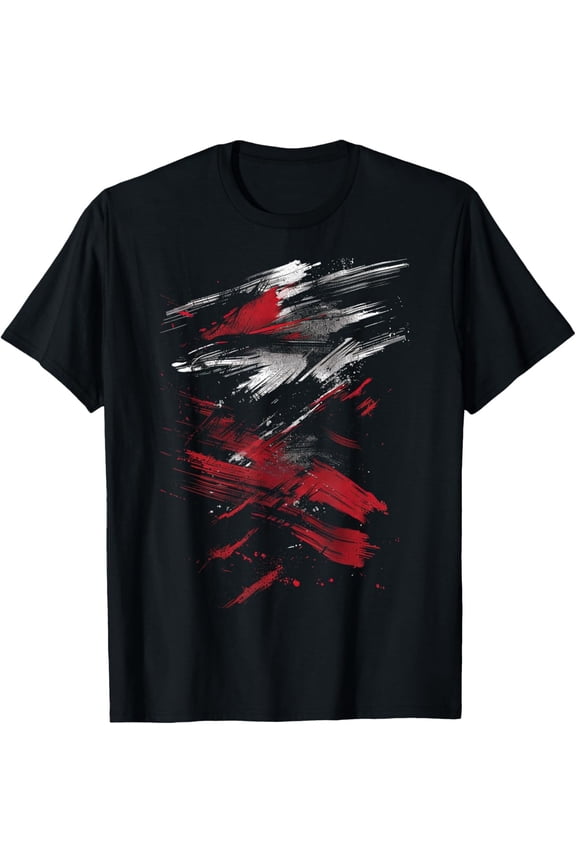 Red And Black Dynamic Splatter Graphic T-Shirt