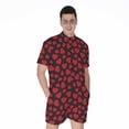 thumbnail image 1 of Red And Black Heart Pattern Short Sleeve Men'S Rompers Casual Summer Jumpsuits Outfit, 1 of 4