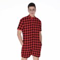 thumbnail image 1 of Red And Black Houndstooth Pattern Short Sleeve Men'S Rompers Casual Summer Jumpsuits Outfit, 1 of 4