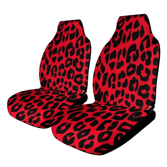 Red And Black Leopard Print Car Seat Covers Front Seats Universal Fit for Cars SUV Truck Auto Interior Accessories