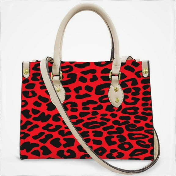 Red And Black Leopard Print Cross Body Bags For Women Small Leather Female Handbags Fashion Top-Handle Totes