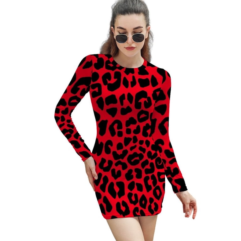 fitted lace wedding dress Red with Pink and Black Mix and Match Pop Leopard Puff Sleeve Short Tea  Dress Scamp & Dude
