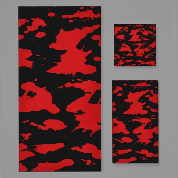 Red And Black Paint Splatter Bath Towel Sets For Bathroom Hand Towels Fingertip Towels 3 Piece Soft Absorbent For Bathroom Kitchen Hotel Beach
