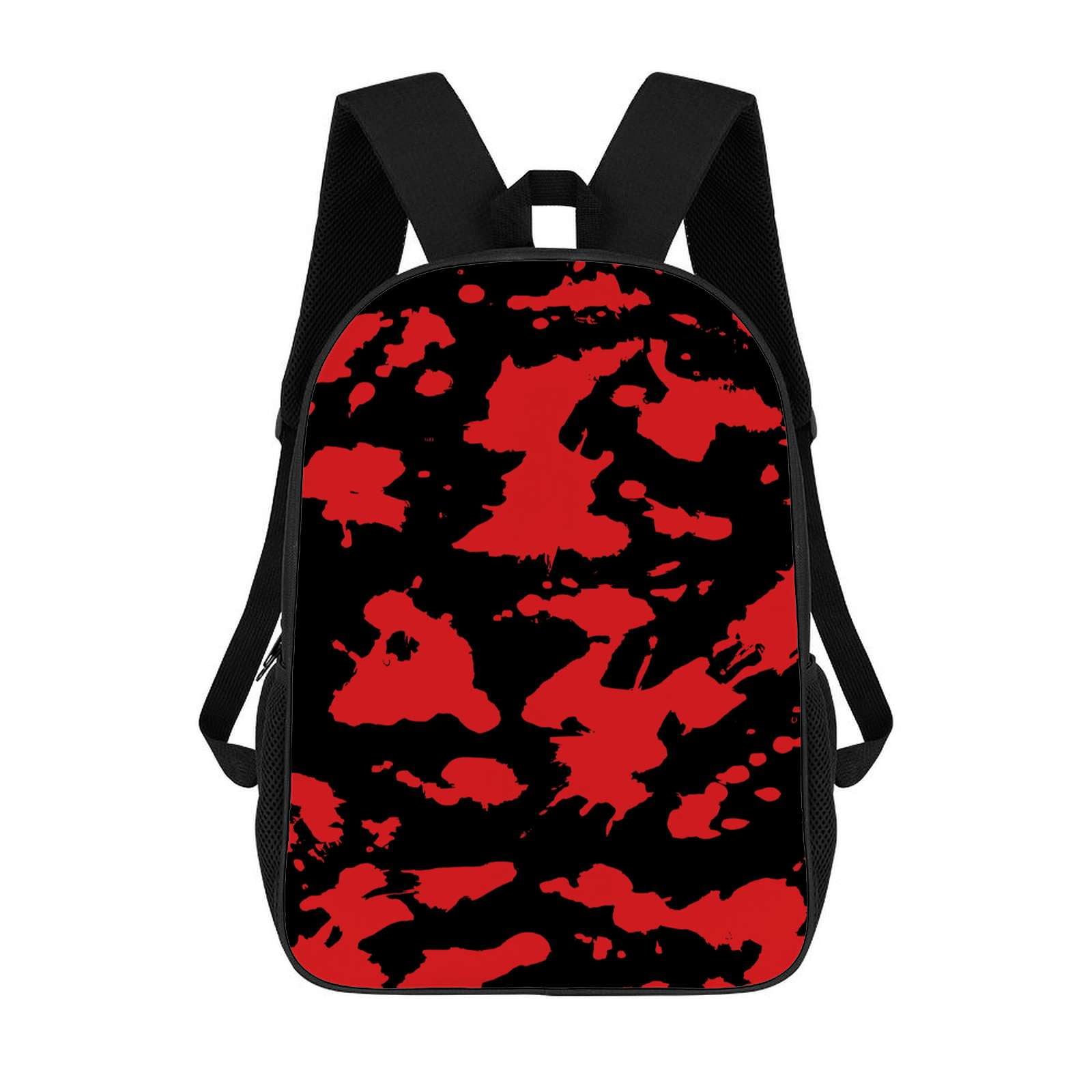 Red And Black Paint Splatter Large Capacity Backpacks For