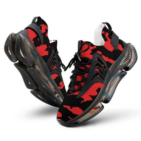 Red And Black Paint Splatter Walking Shoes for Men Woman Lightweight Tennis Fashion Elastic Sports Shoes Cushion Basketball Shoes