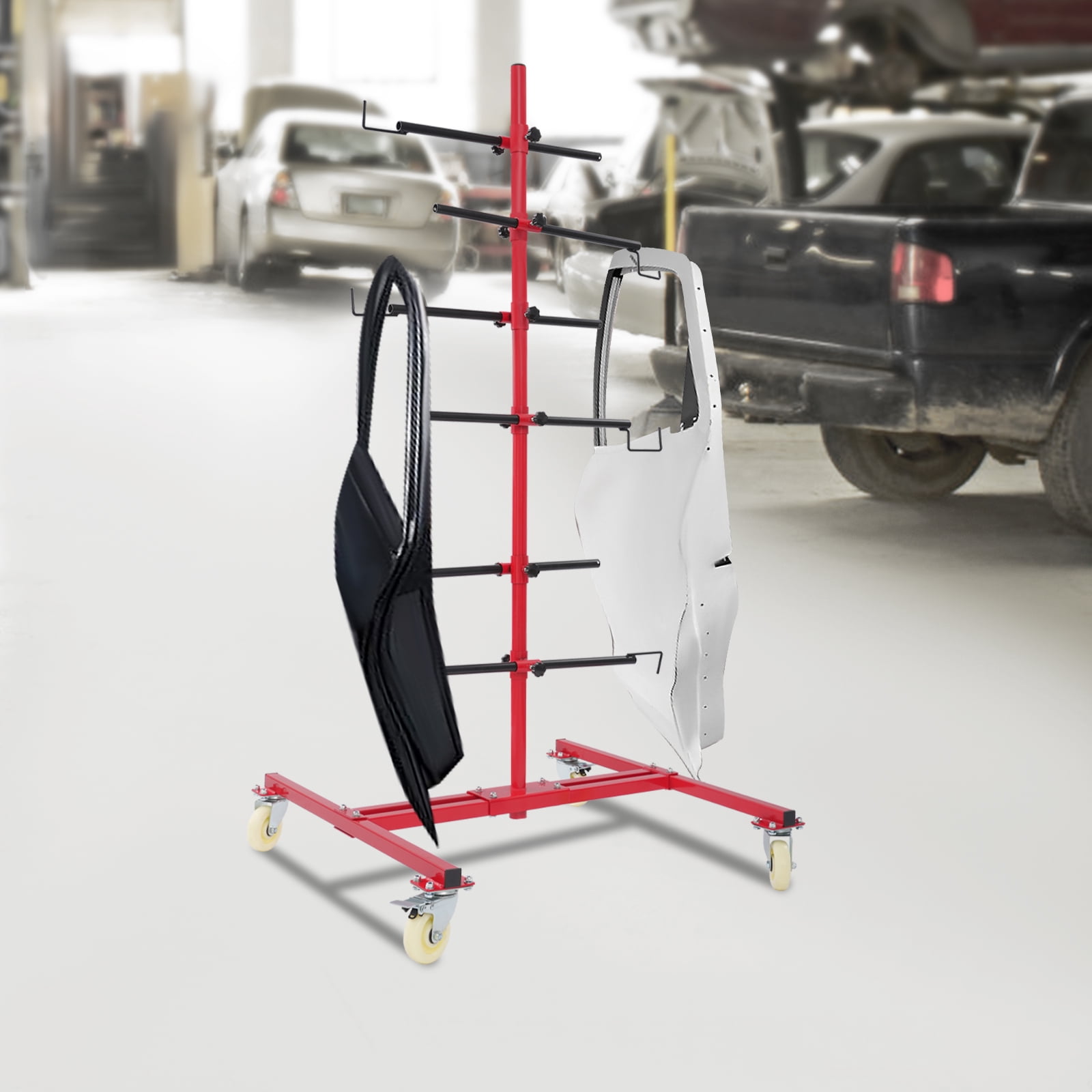 Red And Black Q235 Steel 178cm Tree Spray Paint Rack 6 Hook Adjustable ...