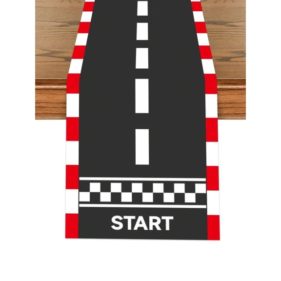 Red And Black Racing Track Table Runner For Party Decor