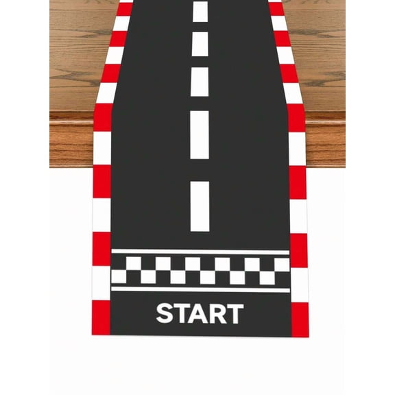 Red And Black Racing Track Table Runner For Party Decor