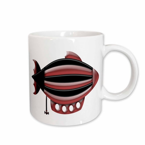 3drose, Red and Black Steampunk Blimp, 15oz Mug