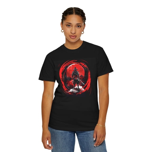 Red And Black Wandering Samurai Unisex Garment-Dyed T-shirt