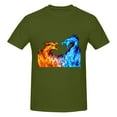 thumbnail image 1 of Red And Blue Dragon Flame Men'S Basic Short Sleeve T-Shirt Moss Green Medium, 1 of 5