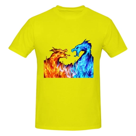 Red And Blue Dragon Flame Men'S Basic Short Sleeve T-Shirt Yellow 6x-Large