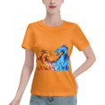 thumbnail image 1 of Red And Blue Dragon Flame Women'S Basic Short Sleeve T-Shirt Orange X-Large, 1 of 5