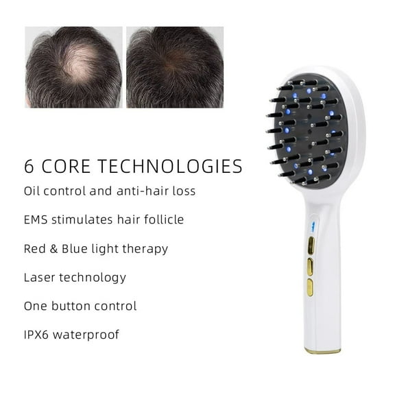 Red And Blue Light Scalp Therapeutic Instrument Electric Hair Comb Comb Anti-Hair Loss Care Scalp Massage Hair Growth Comb